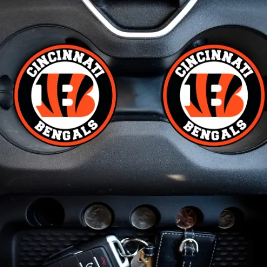 Cincinnati Bengals Car Coasters | Cup Holder Decor