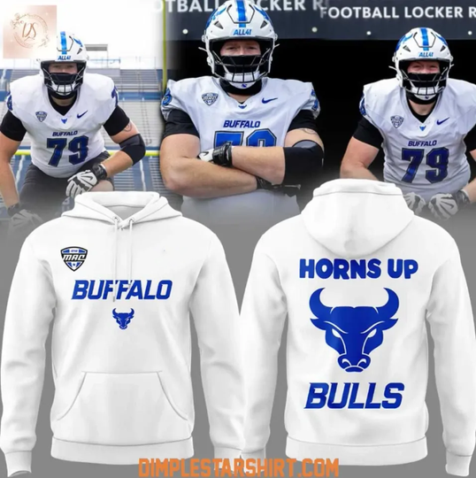 Discover Buffalo Bull Horns Up White Uniform 3D Hoodie