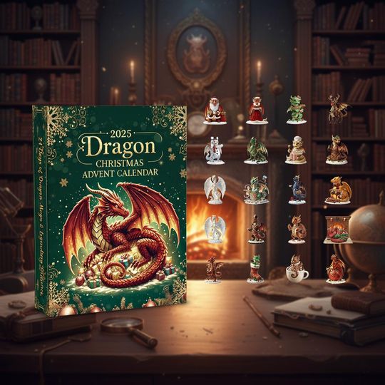 Discover Acrylic Advent Calendar Dragon Fantasy Christmas 2025 Mythical Holiday Countdown with 24 Dragon Mini Figures