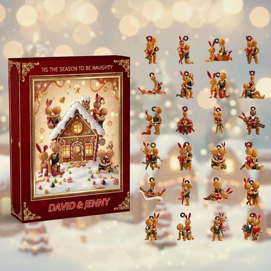 Discover Acrylic Advent Calendar Blind Box Spicy Gingerbread Couple Holiday Countdown 24 Festive Figures Christmas Decor