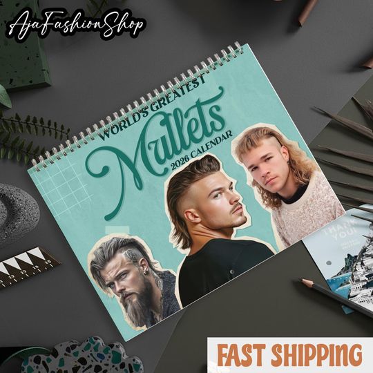 Discover Meme Mullet Calendar, 2026 Funny Men with Mullets Wall Calendar, Unique One of a Kind Yearly Planner, Hilarious Mullet Guys
