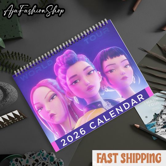 Kpop Demon Hunter Calendar/Saja Boys | 2026 Calendar | Kpop Gift | Gift for Daughter | Huntrix | Saja Boys | Kpop Hunters | Horizontal