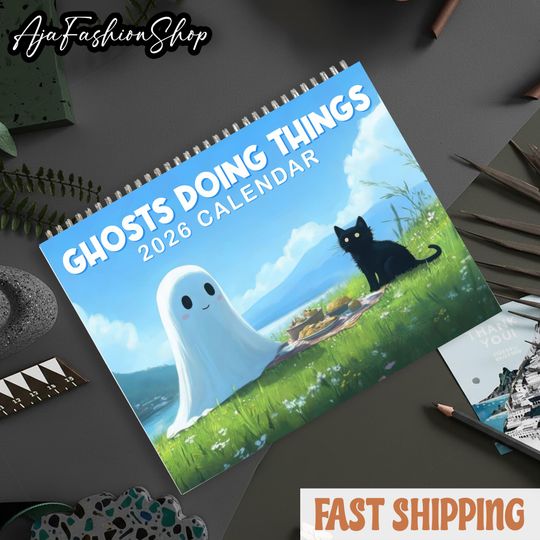 Discover Ghost Doing Things Calendar, Monthly Wall Calendar, 2026 Spooky Calendar, Cute Ghost Monthly Calendar, Ghosts Doing Things