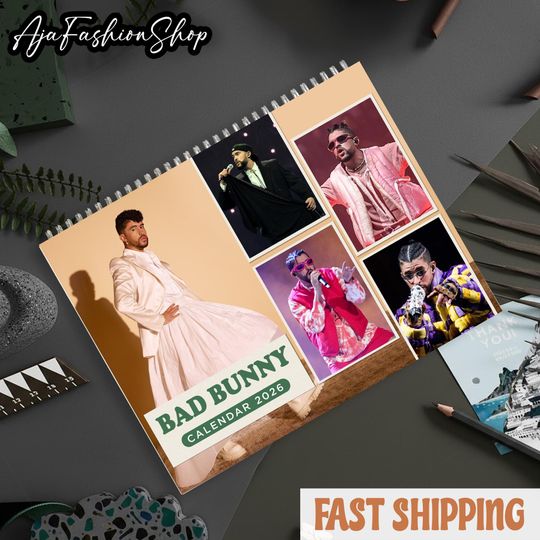 Discover Bad Bunny 2026 Calendar, Benito Bowl Music Gift, New Year Calendar, 3 size Glossy & Matte