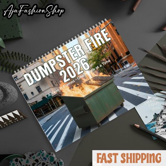 Discover Dumpster Fires Wall Calendar, 2026 Yearly Planner, New Year Meme Calendar, 3 size Glossy & Matte