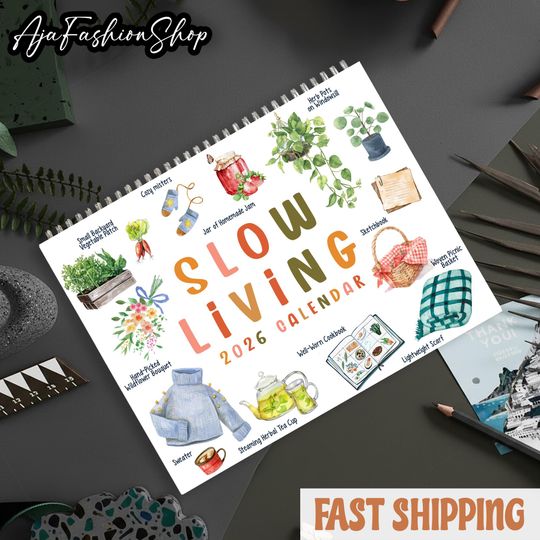 Discover 2026 Slow Living Calendar, Monthly Calendar, Cottage Core Gift for her, 3 size Glossy & Matte