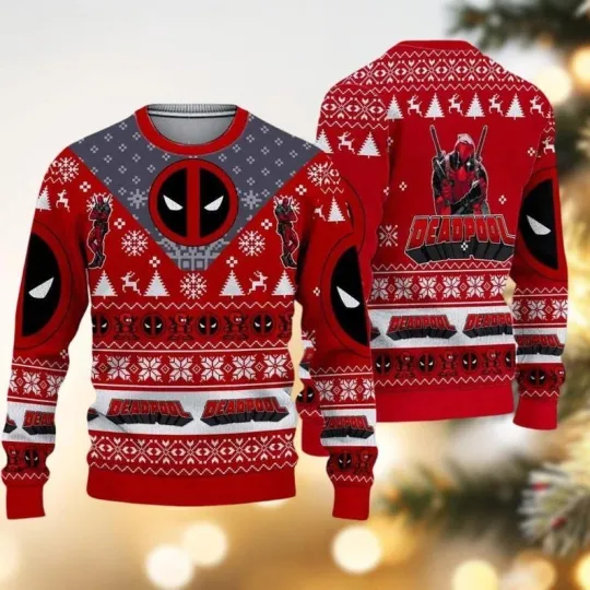 Deadpool Ugly Christmas Sweater, Hero Xmas Sweater, Deadpool Christmas Sweater
