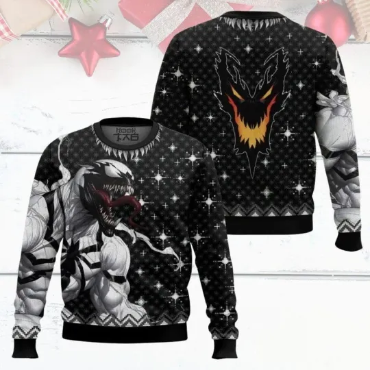 Venom Ugly Christmas Sweater, Superhero Venom Xmas Sweatshirt, Superhero Movie