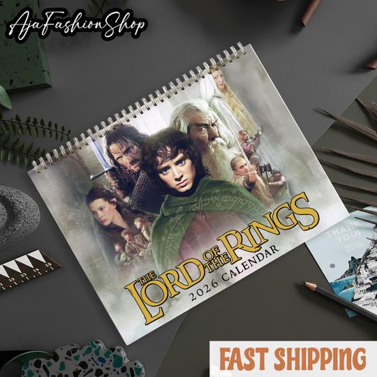 Discover LOTR 2026 Epic Fantasy Art Calendar, Middle-earth Adventures Wall Decor Gift, Vintage Inspired Monthly Planner