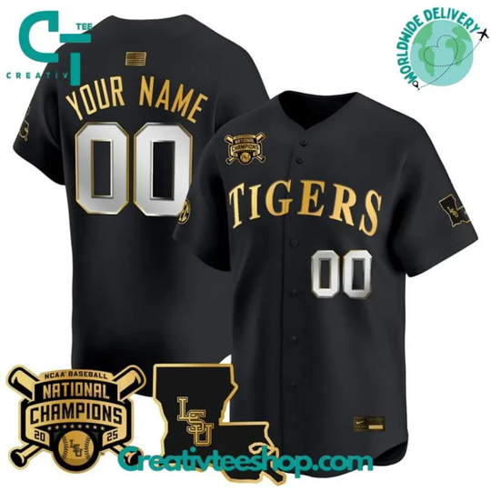 Discover Custom Lsu Tiger 2025 College World Series Champions Baseball Jersey