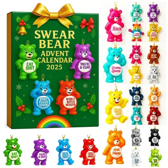 Discover Acrylic Advent Calendar 2025 for Swear Bear 2D Bear Xmas Ornament Gift