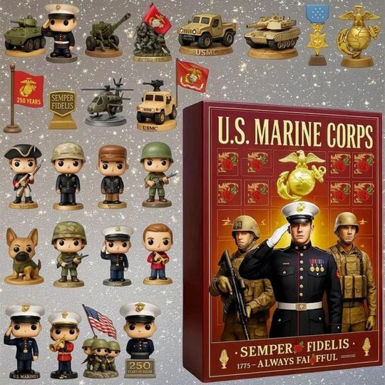 U.S. Marine Corps Acrylic Advent Calendar 2025 Christmas Countdown Decor