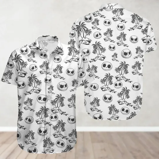 Discover Jack Skellington Hawaiian Shirt Disney Movie Button Shirt Spooky Beach Shirt