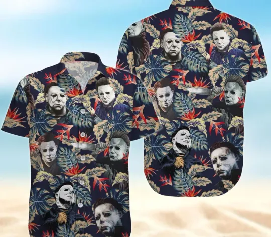 Michael Myers Button Shirt, Horror Movie Hawaiian Shirt