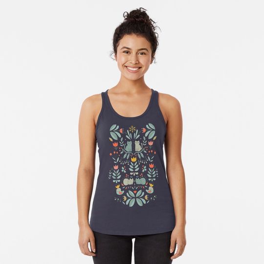 Discover Swedish Folk Cats Racerback Tank Top