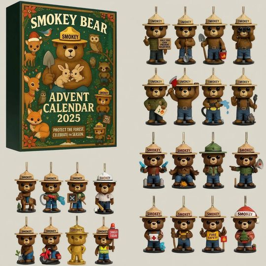 Discover SMOBEAR Advent Calendar 2025, 24 Mini Pendants, Forest Ranger Collectibles, Fire Safety Decor, Nature Lover Gift, Christmas Countdown