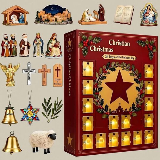 Discover Christian Advent Calendar 2025, 24 Day Christian Ornaments, Vintage Christmas Ornament Countdown, Christian Calendar, Christian Gift