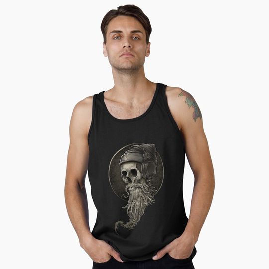 Discover Viking Vintage Skull Beard with Headphone  Tank Top