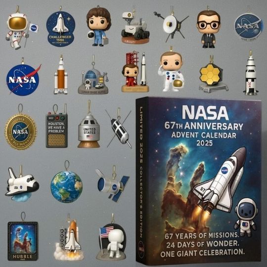 Discover Nasa Advent Calendar 2025, Spaceship Exploration NASA Advent Calendar Set, 24-Day Countdown Space Fans Xmas Gift,Special Christmas Ornaments