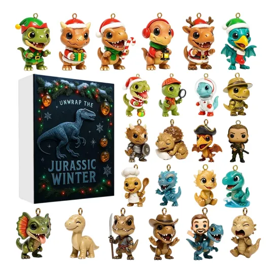 Discover 24 Days Dinosaur Baby 2D Flat Acrylic Ornaments,2025 Christmas Advent Calendar