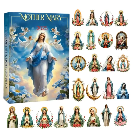 Discover Christmas Calendar Advent 2025 2d Acrylic Decorative Virgin Mary Ornaments Set