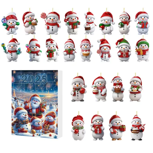 Discover Christmas Countdown Ornaments 2D Acrylic Advent Decoration Snowman For Home Tree