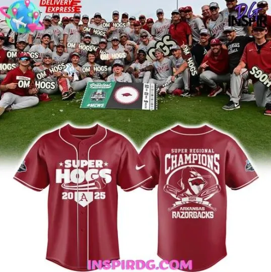 Discover Yc Arkansa Razorback Super Regional Champions 2025 Baseball Jersey