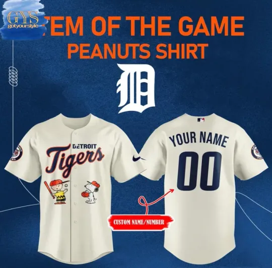 Discover Yc Personalized Detroit Tiger X Peanuts Baseball Jersey