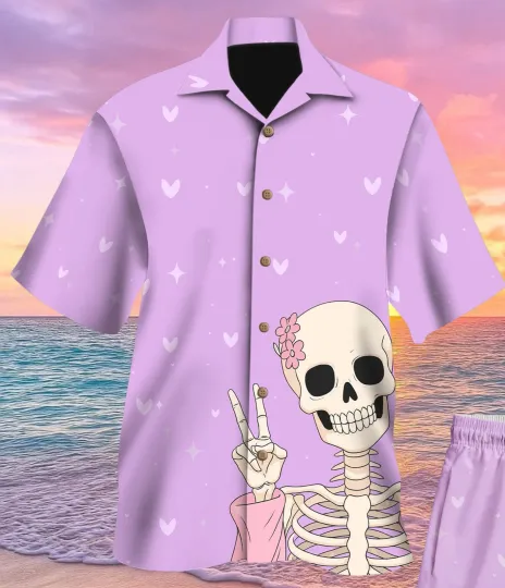 Discover Cute Skeleton Hawaiian Shirt, Halloween Skeleton Hawaiian Shirt