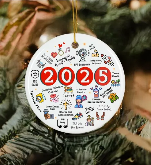 Discover 2025 Year to Remember Review Ceramic Christmas Ornament Major Notable Events