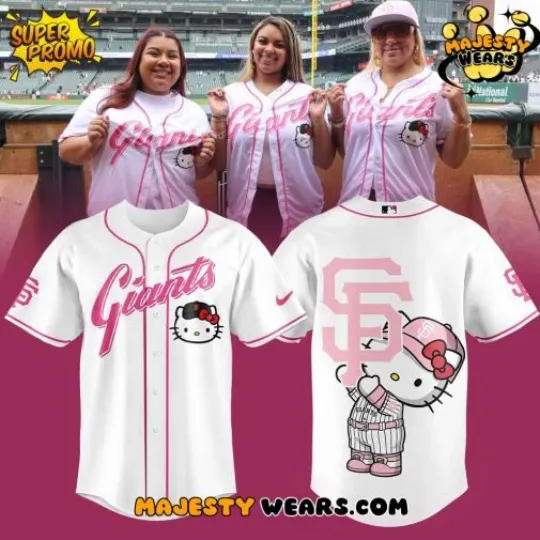 Discover San Francisco Giant X Hello Kitty White Baseball Jersey For Fans