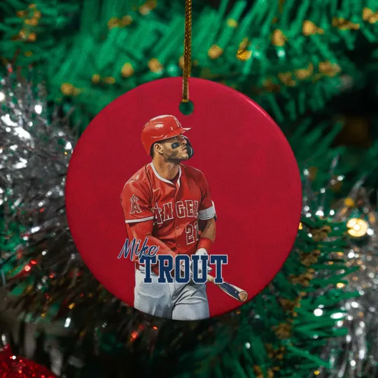 Mike Trout Inspired Design Ceramic Christmas Ornament - Los Angeles Fans Tribute