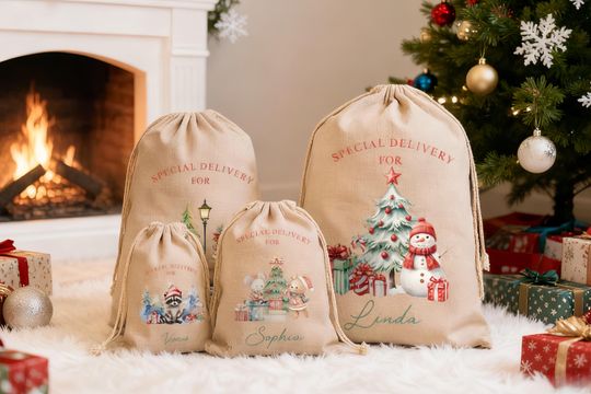 Discover Personalized Santa Sack, Custom Santa Present Bag for Kids, Special Delivery Christmas Eve Sack, Child Adults Santa Sack, Xmas Stocking Bag
