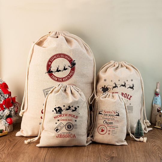 Discover Custom Santa Sack, Christmas Bags for Baby, Christmas Sack, Children's Christmas Gift Bags, 1st Christmas Gift Bag, Xmas Decor Bag