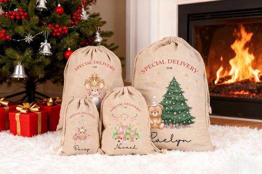 Discover Personalized Santa Sack, Christmas Stocking, Present Sack, Xmas Gift Bag, Christmas Bag with Name, My First Christmas, Girl Christmas Gift