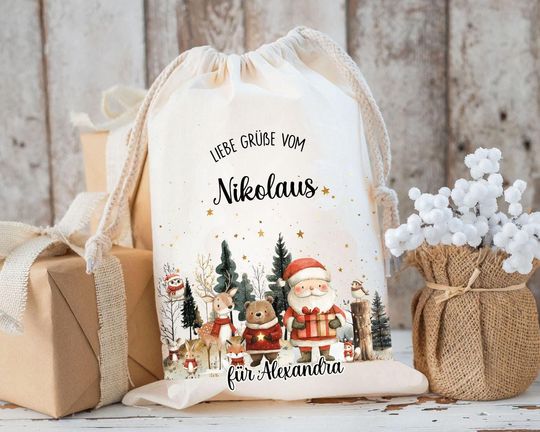 Discover Santa Claus bag, Santa Claus sack personalized with name, Santa Claus gift, Santa Claus stocking, Santa Claus, Santa Claus gift child, Christmas