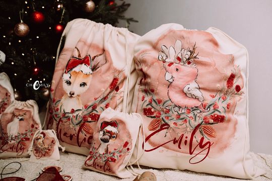 Discover IN STOCK! Bush Gum Australiana Christmas Santa Sack | Personalised Sack | Our Largest Size! | Christmas Gifts | Limited Stock available!