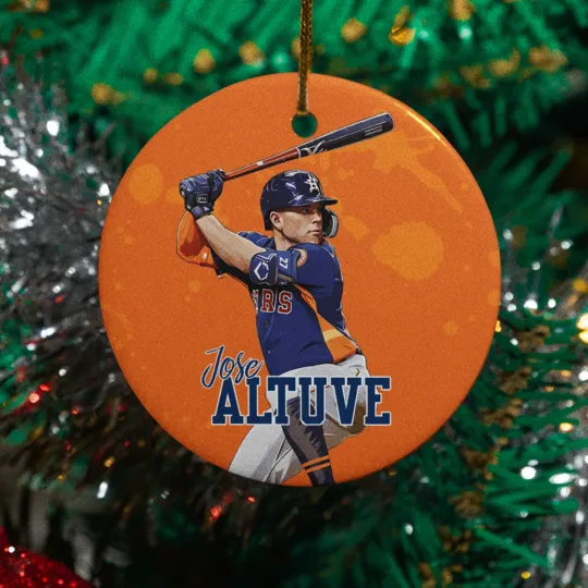 Jose Altuve Inspired Design Ceramic Christmas Ornament - Houston Fans Tribute