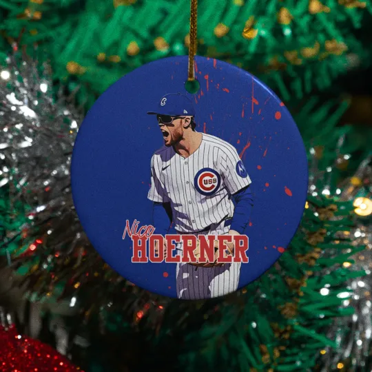 Discover Nico Hoerner Inspired Design Ceramic Christmas Ornament - Chicago Fans Tribute