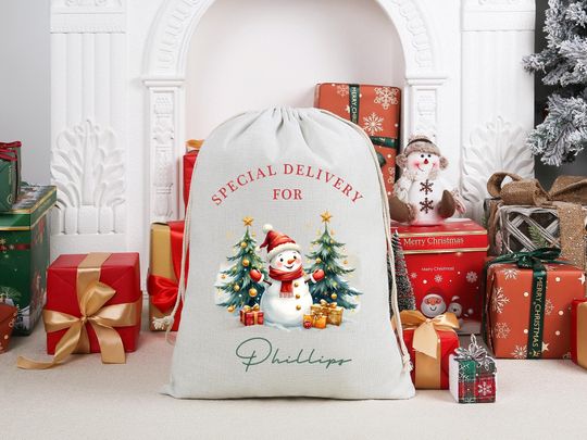 Personalized Large Santa Sack, Custom Christmas Gift Bag, Xmas Gift Bag, Christmas Eve Gift, Santa Bag, Gift for Kids,First Christmas Sack