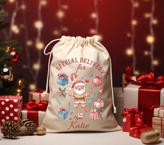 Discover Personalised Santa Sack,Xmas Toy Sack with Name,Special Delivery Christmas Eve Sack,Christmas Present Sack,Xmas Gifts For Kids,Santa Sack