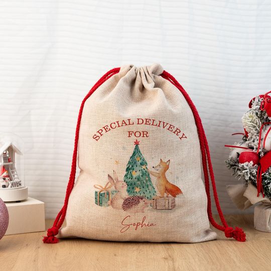 Personalised Santa Sack,Christmas Present Sack,Baby's First Christmas Gift,Special Delivery Christmas Eve Bag,Gift for Kid Adults,Xmas Decor