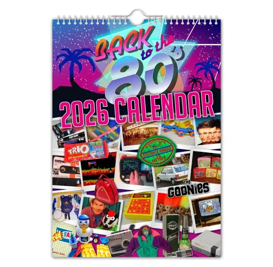 Discover 2026 Vertical Wall Calendar - Back to the 80s Nostalgia
