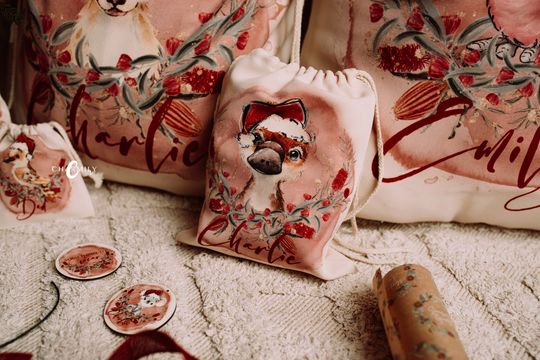 Discover MEDIUM Bush Gum Australiana Drawstring Sack | Australian Animal | Santa Stocking Sack | Christmas Eve | Personalise