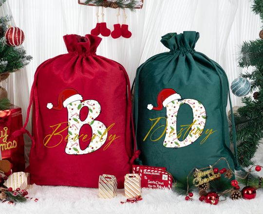 Discover Personalized Velvet Santa Sack, Custom Christmas Gift Bag