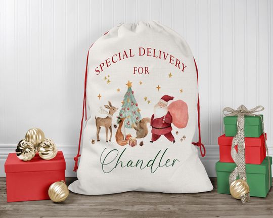 Discover Personalized Santa Sack, Baby First Christmas Present Sack, Christmas Toy Sack, Christmas Eve Box, Special Delivery Christmas Sack Gift Bag