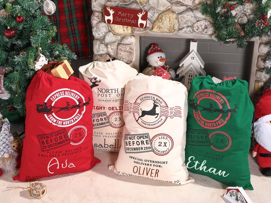 Discover Personalized Name Christmas Gift Bag,Large Santa Sack Bag,Gift Christmas Sack,First Christmas Gift,Kids Present Gift Bag,Santa Delivery Sack
