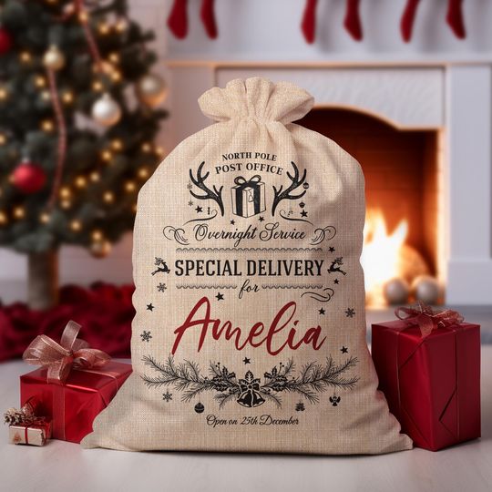 Discover Personalized Christmas Sack, Custom Santa Sack, Christmas Stocking, Christmas Gift Bag, Christmas Eve Box, Santa Gift Bag for Family
