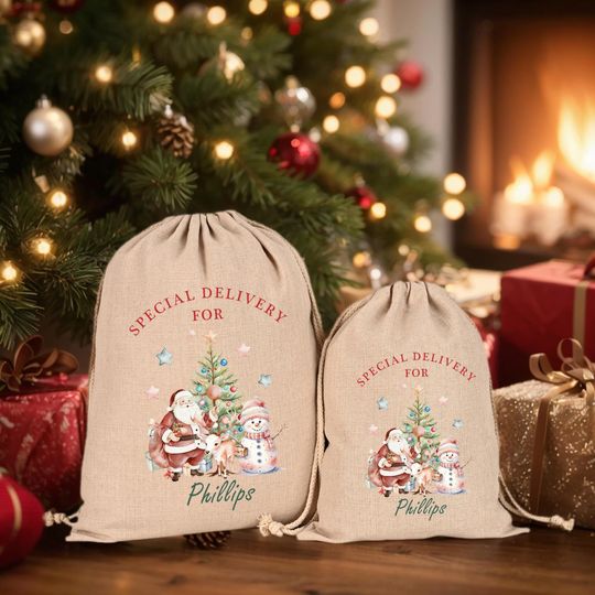 Discover Custom Christmas Santa Sack,Christmas Gifts Sack for Kids and Adults,Special Delivery Christmas Eve Box,Christmas Gifts Sack,Xmas Stocking