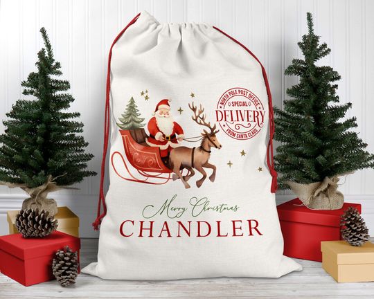 Discover Personalized Santa Sack, Christmas Present Sack, Christmas Toy Sack, Baby Christmas Gift Bag, Christmas Eve Box, Special Delivery Santa Sack
